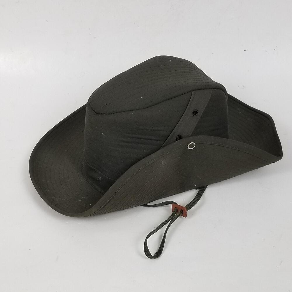 Vintage L.L.Bean Hat Outback Fitted Mens 7 Green Canvas Safari Bush USA 70s